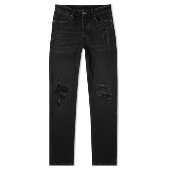 Ksubi Van Winkle Trashed Noir Skinny Jeans Distressed 32" Grunge Indie Sleaze - Picture 3 of 16